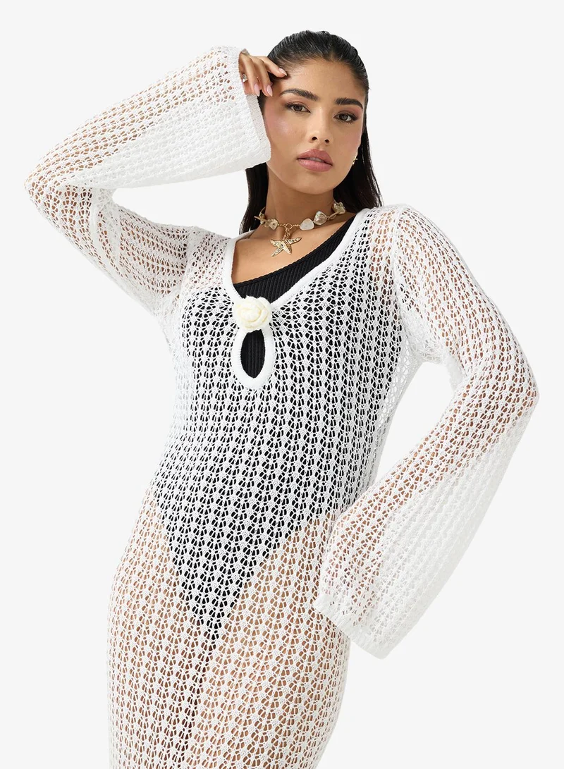Ginger  Crosage Detail Crochet Beach Dress for Women | Best Price UAE